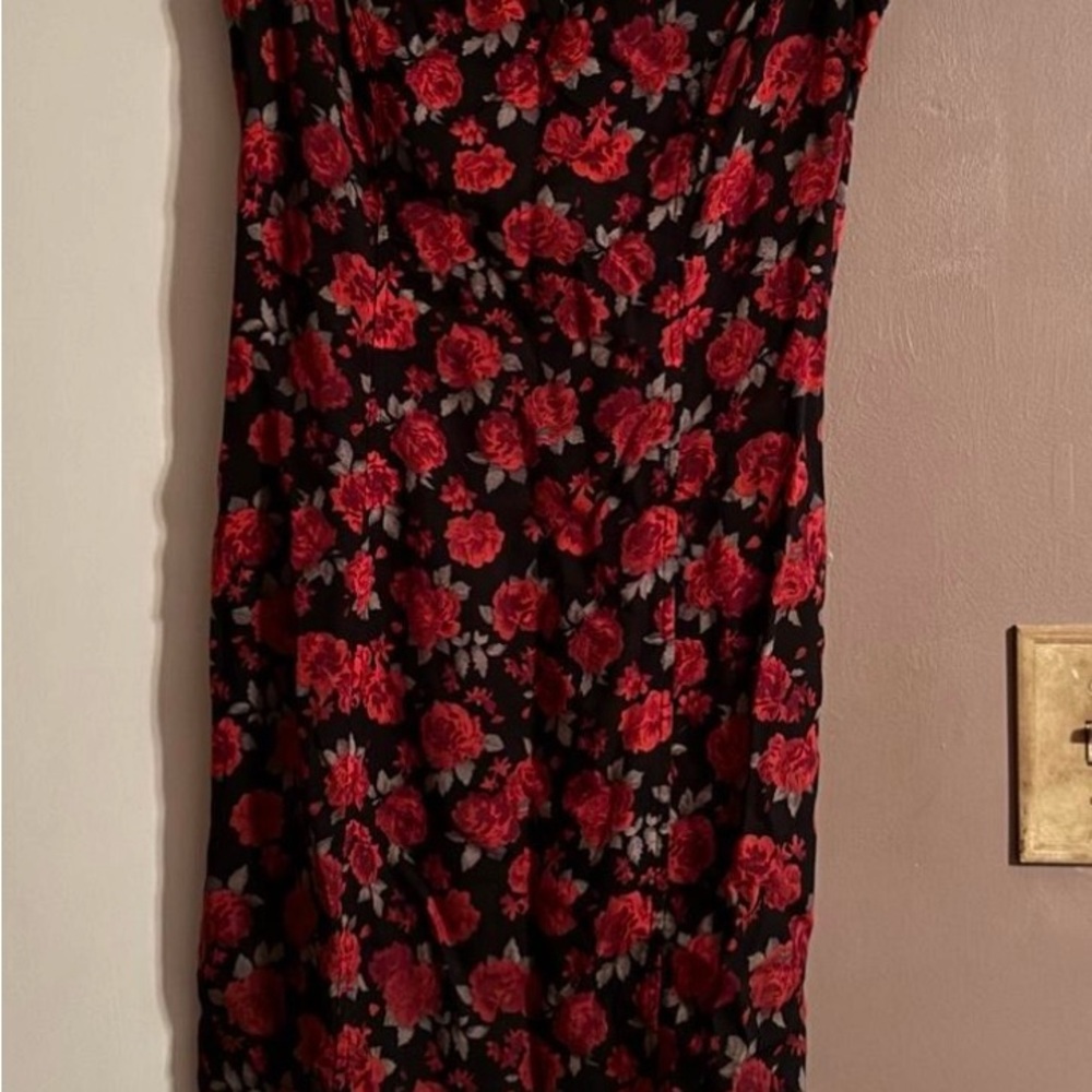 Vintage Floral Red & Black Beautiful Dress